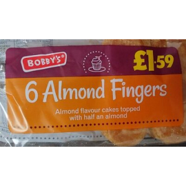 Bobbys 6 almond fingers 280g