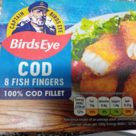 BirdsEye cod fish fingers x8 224g