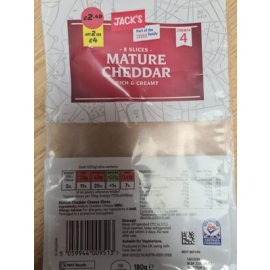 Jacks mature cheddar slices x8 180g
